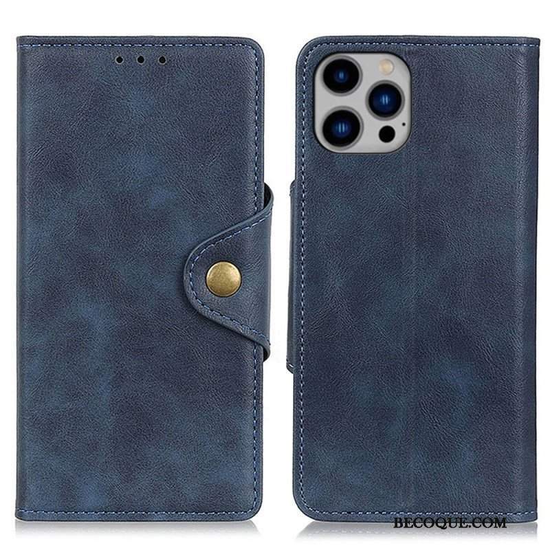 Etui Folio do iPhone 14 Plus Guzik Ze Sztucznej Skóry