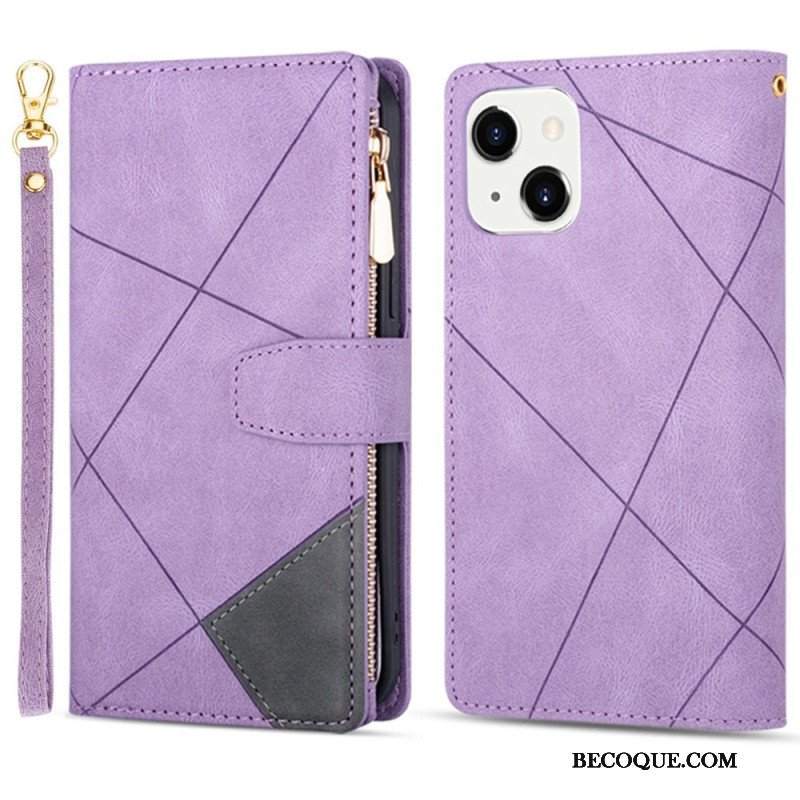 Etui Folio do iPhone 14 z Łańcuch Geometria Paska