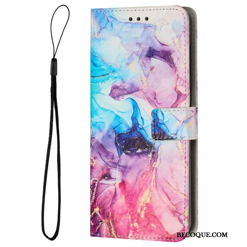 Etui Folio do iPhone 14 z Łańcuch Pasek Marmuru