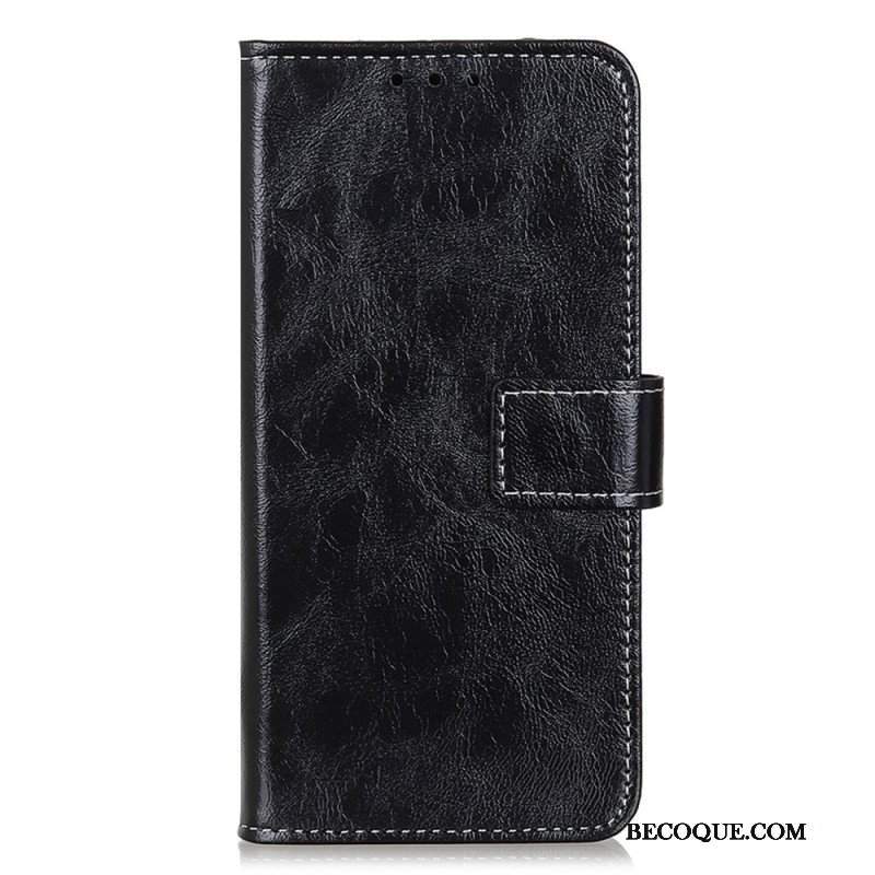 Etui Folio do iPhone 15 Lakierowane Z Widocznymi Szwami