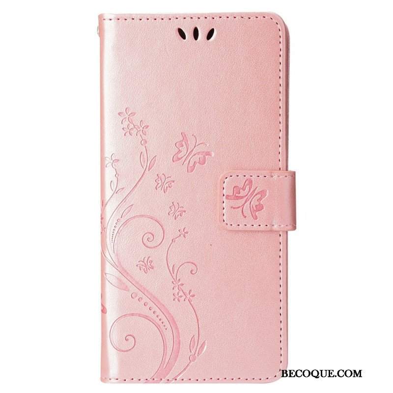 Etui Folio do iPhone 15 Plus Kwiaty I Motyle