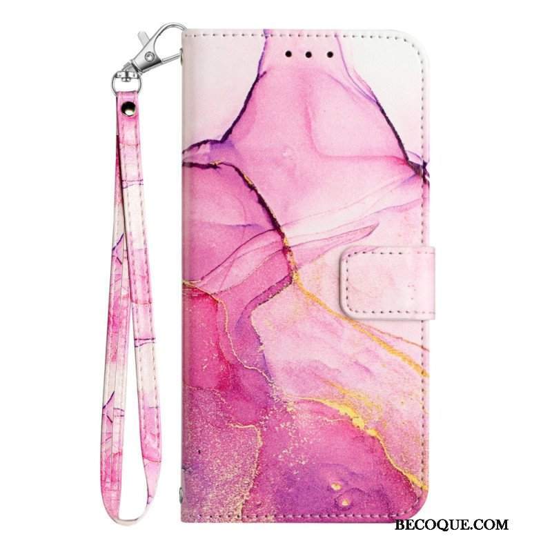 Etui Folio do iPhone 15 Plus Marmur Ze Smyczą