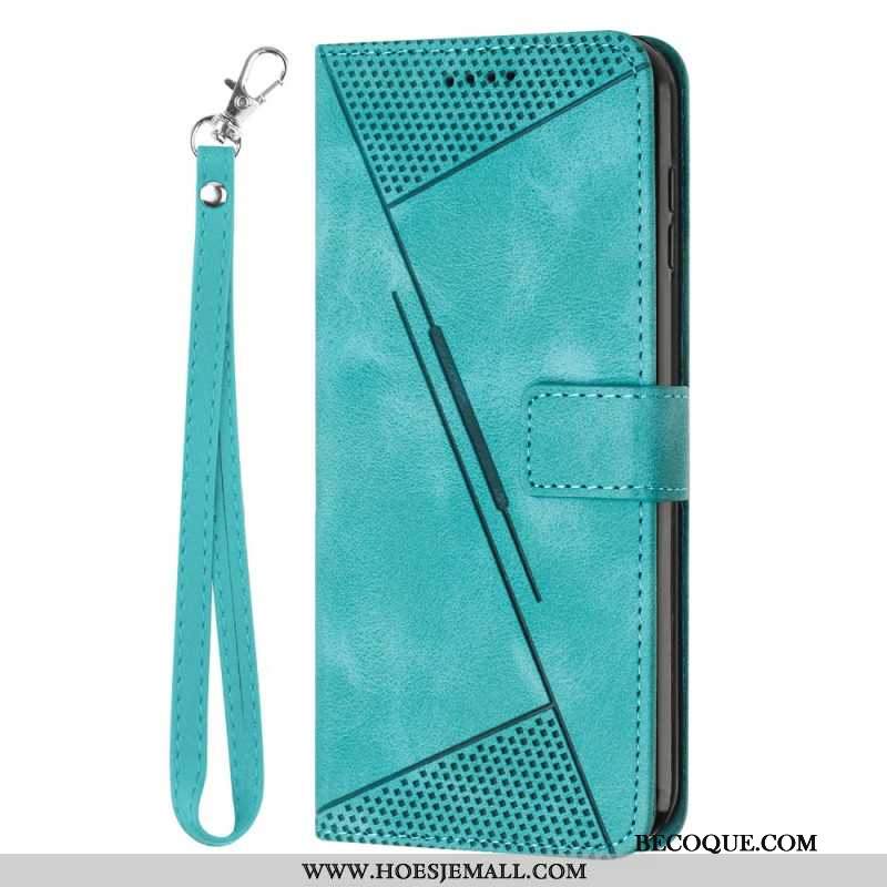 Etui Folio iPhone 16 Pro Max Geometryczny Wzór Paska Etui Ochronne