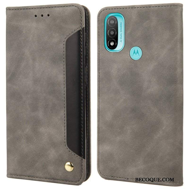 Etui Na Telefon do Moto E40 / E30 / E20 Etui Folio Dwukolorowy Biznesowy Efekt Skóry