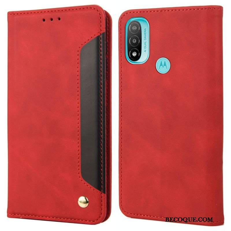 Etui Na Telefon do Moto E40 / E30 / E20 Etui Folio Dwukolorowy Biznesowy Efekt Skóry