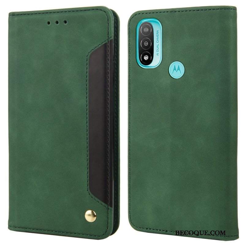 Etui Na Telefon do Moto E40 / E30 / E20 Etui Folio Dwukolorowy Biznesowy Efekt Skóry