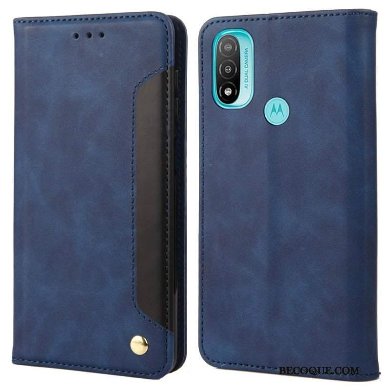 Etui Na Telefon do Moto E40 / E30 / E20 Etui Folio Dwukolorowy Biznesowy Efekt Skóry