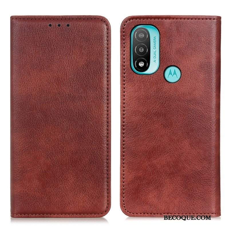 Etui Na Telefon do Moto E40 / E30 / E20 Etui Folio Teksturowana Dwoina Skóry