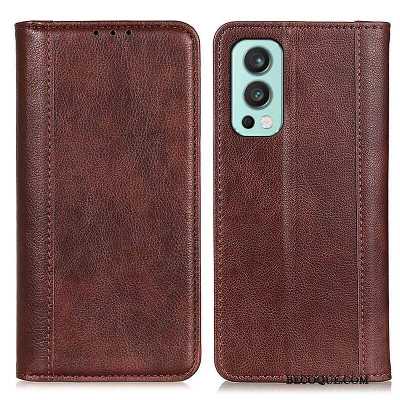 Etui Na Telefon do OnePlus Nord 2 5G Etui Folio Wersja Ze Skóry Split Litchi