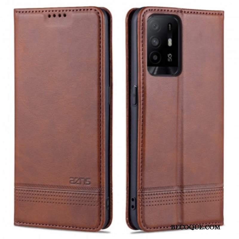 Etui Na Telefon do Oppo A94 5G Etui Folio Stylizacja Skóry Azns