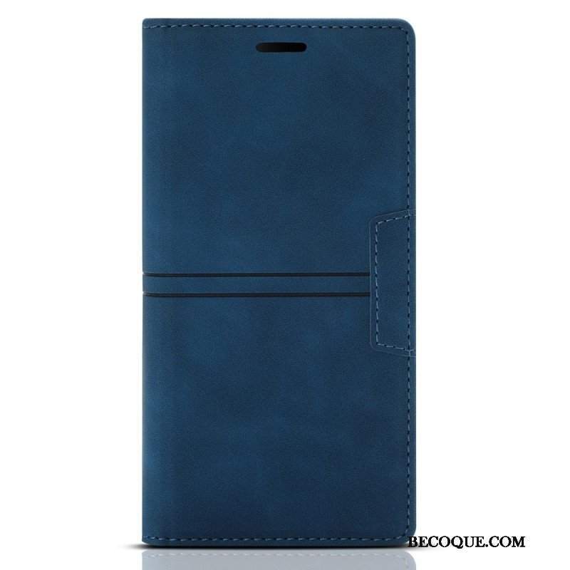 Etui Na Telefon do Samsung Galaxy S22 5G Etui Folio Stylowe Skórzane Przeszycia Magnetyczne Zapięcie