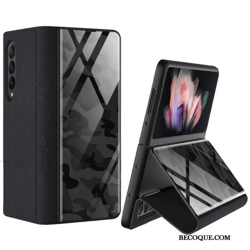 Etui Na Telefon do Samsung Galaxy Z Fold 3 5G Etui Folio Szkło Hartowane W Kamuflażu