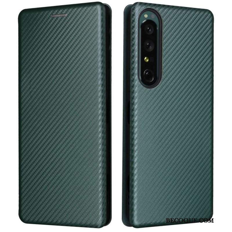 Etui Na Telefon do Sony Xperia 1 IV Etui Folio Tekstura Włókna Węglowego