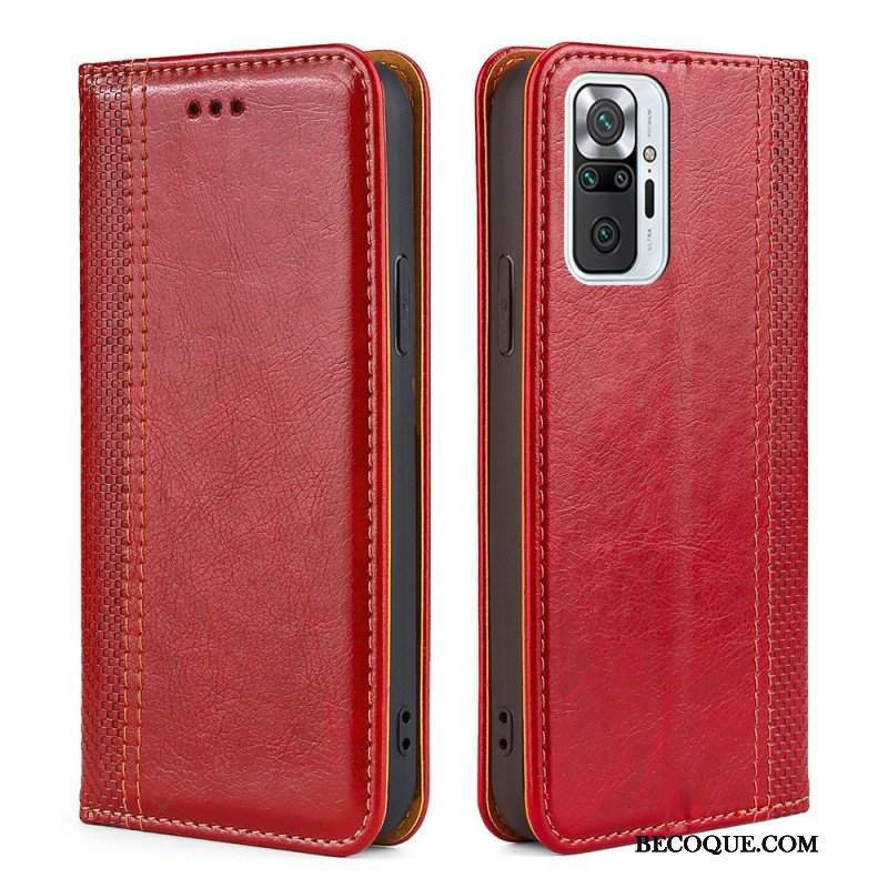 Etui Na Telefon do Xiaomi Redmi Note 10 Pro Etui Folio Przeszycia Ze Skóry Liczi