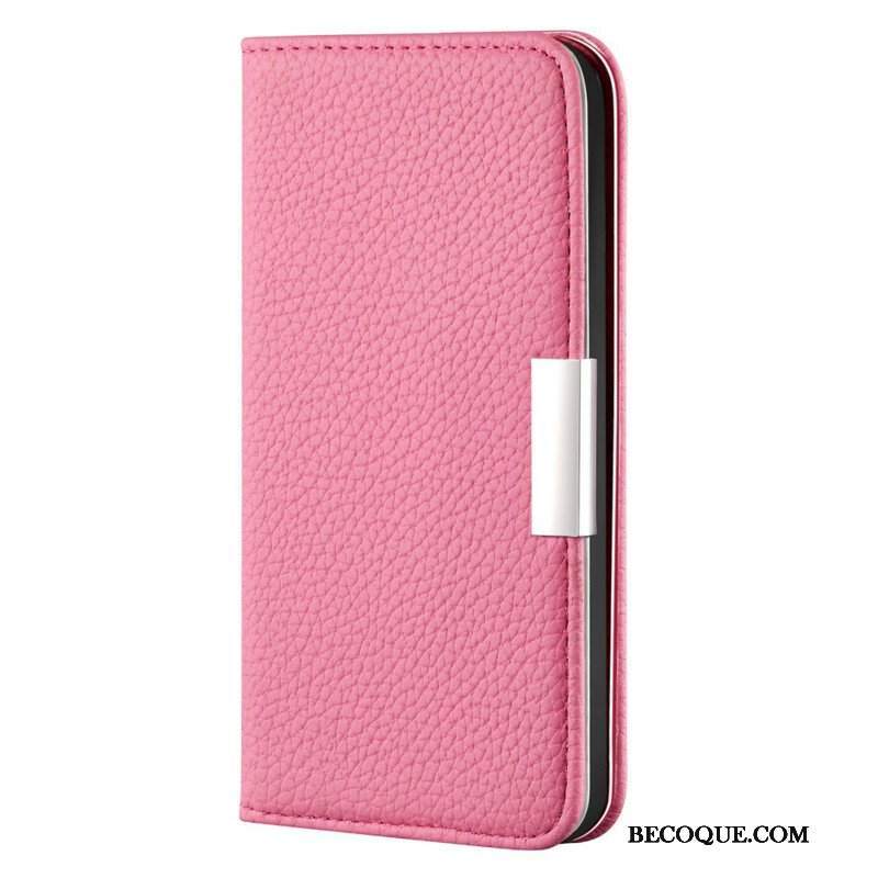 Etui Na Telefon do iPhone 13 Mini Etui Folio Liczi Ze Sztucznej Skóry Ultra Szykowny