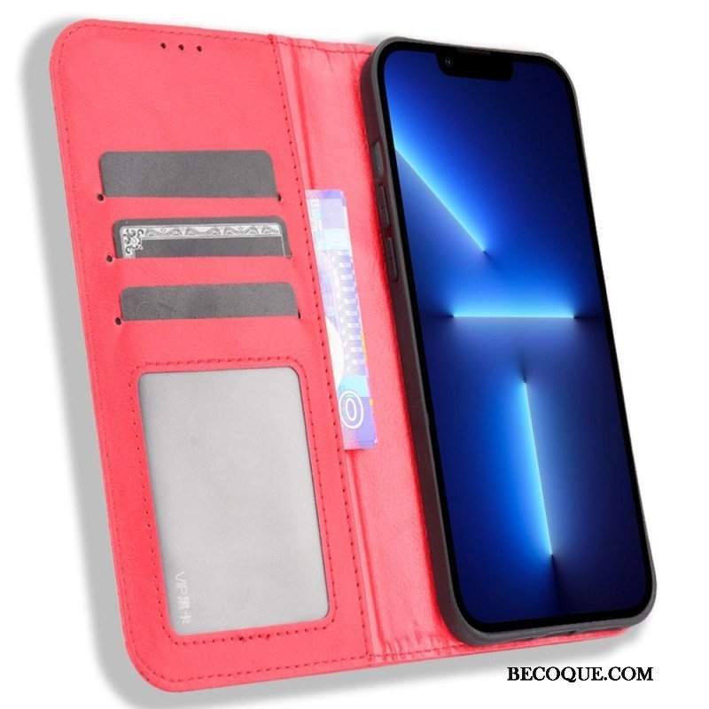 Etui Na Telefon do iPhone 14 Plus Etui Folio Stylizowany Efekt Skóry W Stylu Vintage