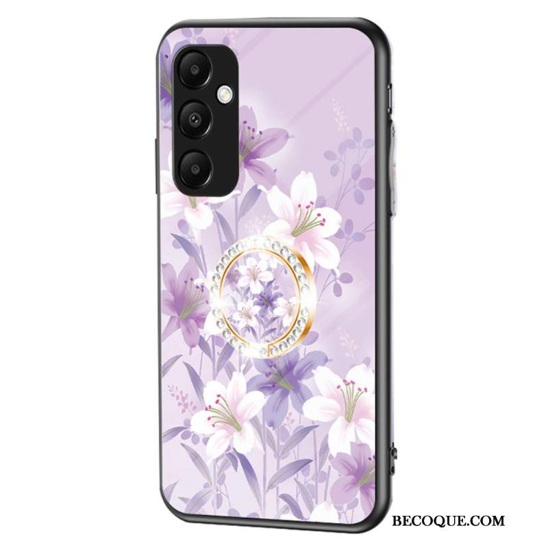 Etui Samsung Galaxy A55 5g Szkło Hartowane Z Uchwytem W Kwiatowy Wzór