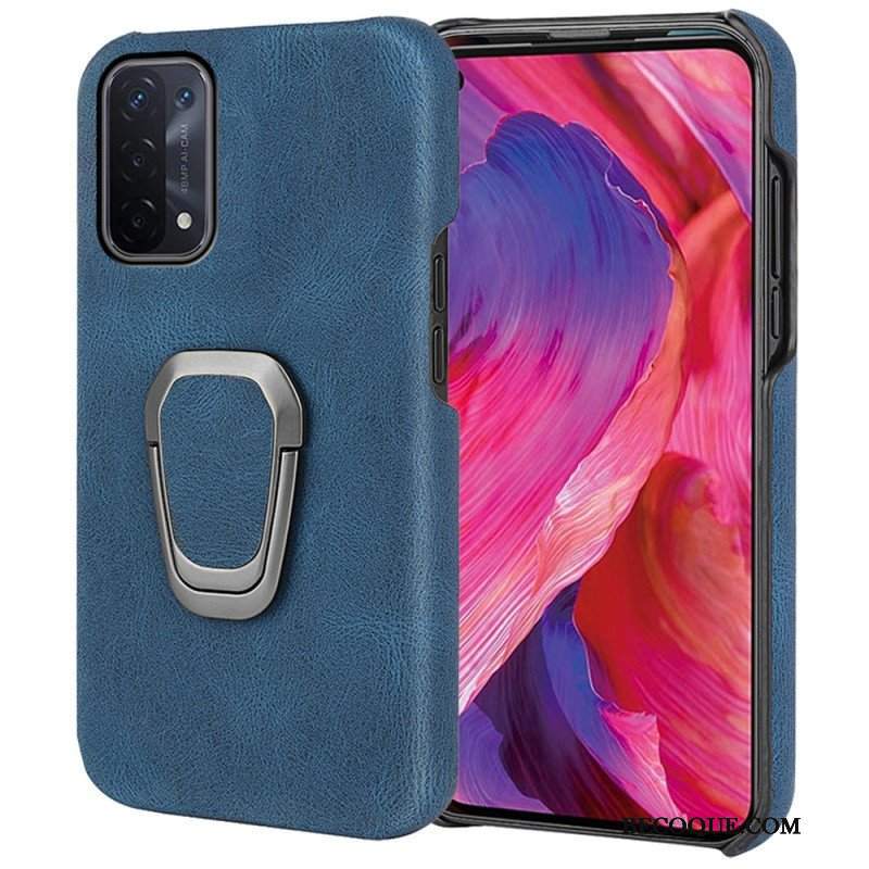 Etui do Oppo A54 5G / A74 5G Uchwyt Na Pierścionek Z Efektem Skóry