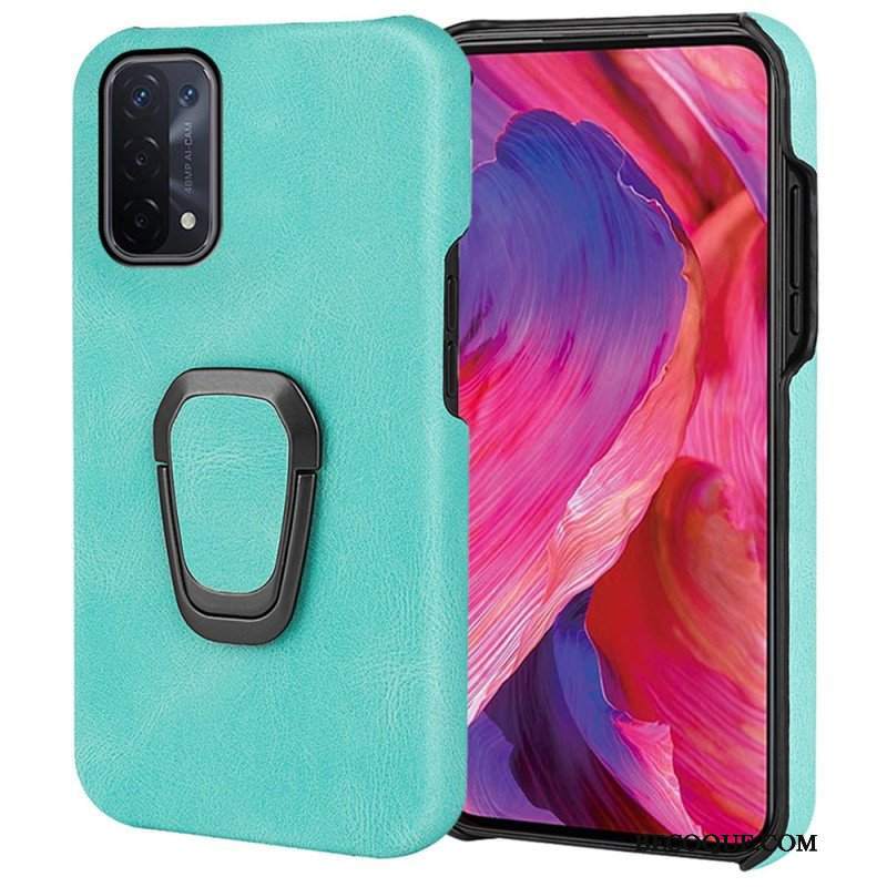 Etui do Oppo A54 5G / A74 5G Uchwyt Na Pierścionek Z Efektem Skóry