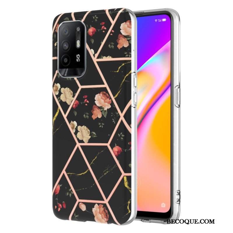 Etui do Oppo A94 5G Kolorowy Geometryczny Marmur