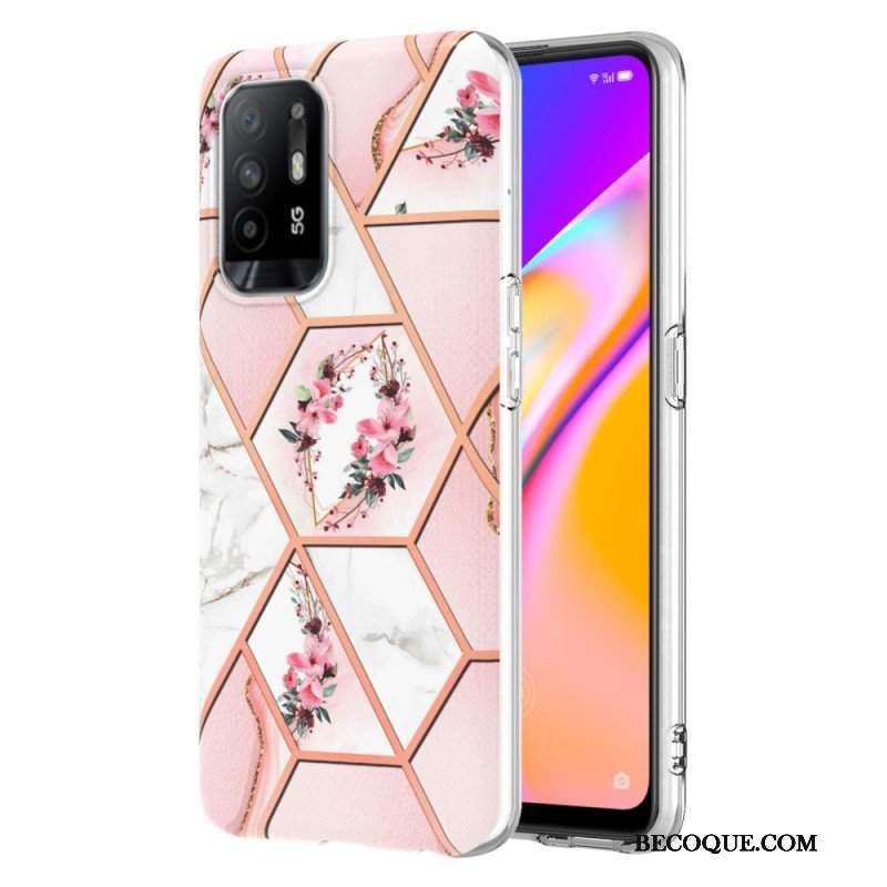 Etui do Oppo A94 5G Kolorowy Geometryczny Marmur