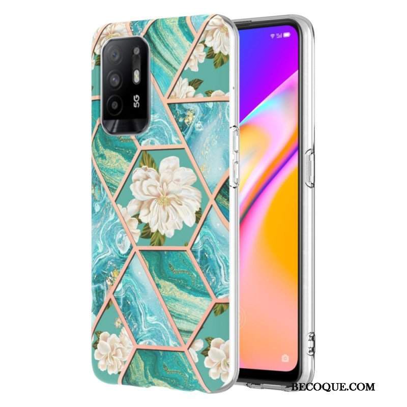 Etui do Oppo A94 5G Kolorowy Geometryczny Marmur