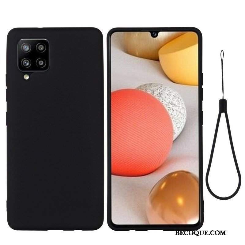 Etui do Samsung Galaxy A42 5G Płynny Silikon Ze Smyczą