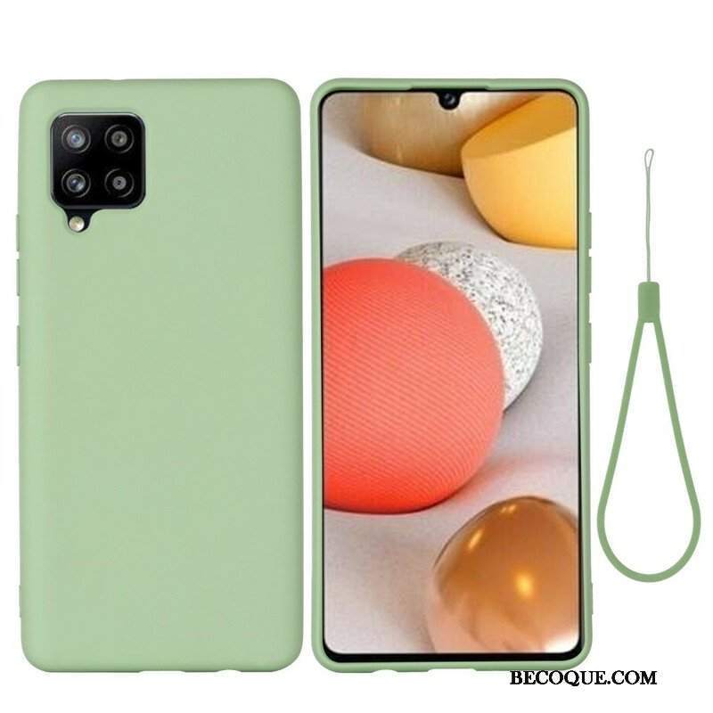 Etui do Samsung Galaxy A42 5G Płynny Silikon Ze Smyczą