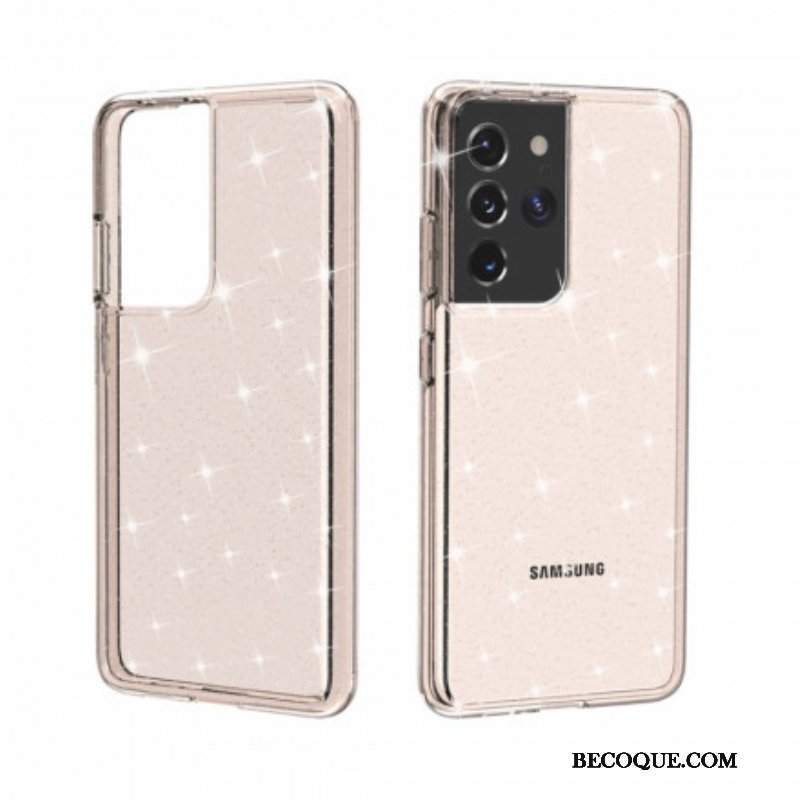 Etui do Samsung Galaxy S21 Ultra 5G Przezroczyste Cekiny