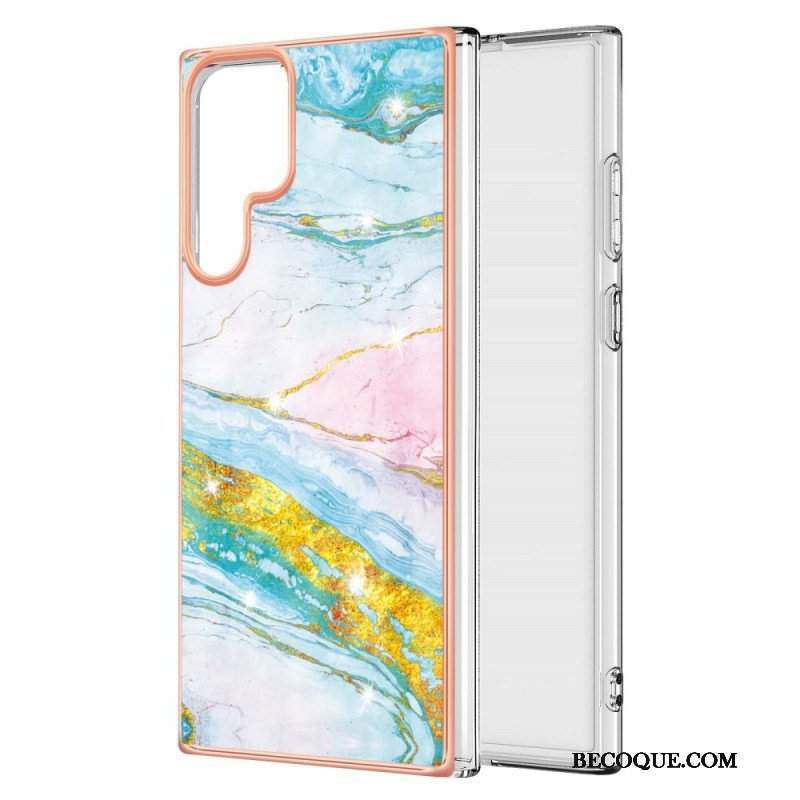 Etui do Samsung Galaxy S22 Ultra 5G Elastyczny Styl Marmuru