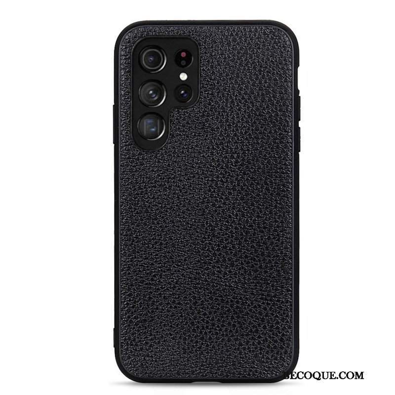 Etui do Samsung Galaxy S22 Ultra 5G Prawdziwa Skóra Litchi