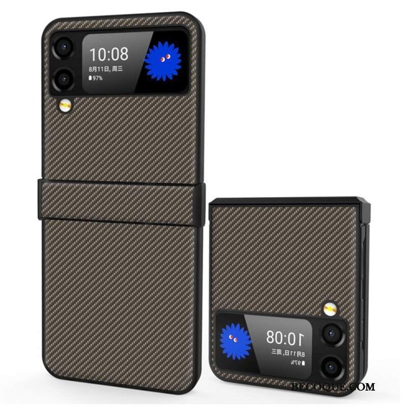 Etui do Samsung Galaxy Z Flip 4 Etui Folio Zawias Boczny Półki Z Włókna Węglowego