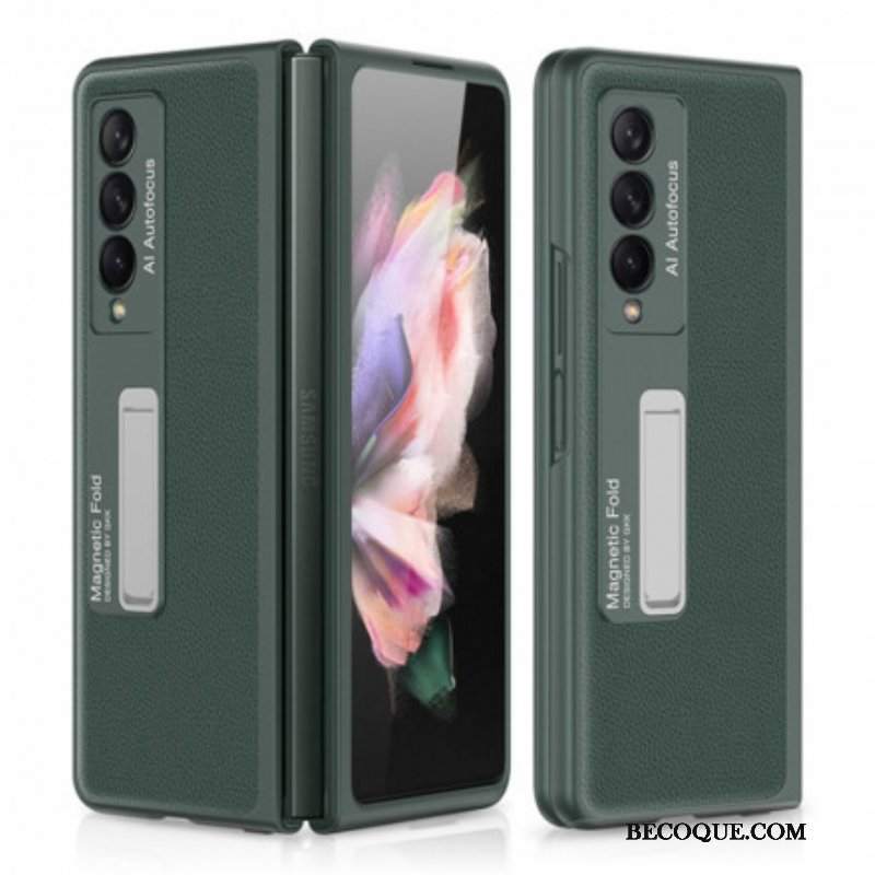 Etui do Samsung Galaxy Z Fold 3 5G Gkk Wsparcie Skóry Liczi