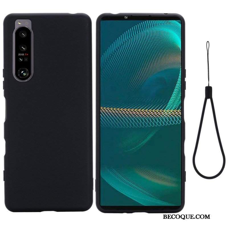 Etui do Sony Xperia 1 IV z Łańcuch Płynny Silikon W Paski