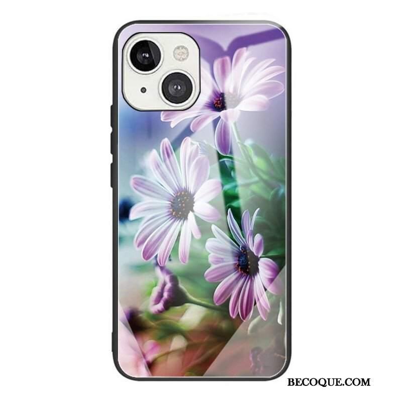 Etui do iPhone 13 Mini Realistyczne Kwiaty Ze Szkła Hartowanego