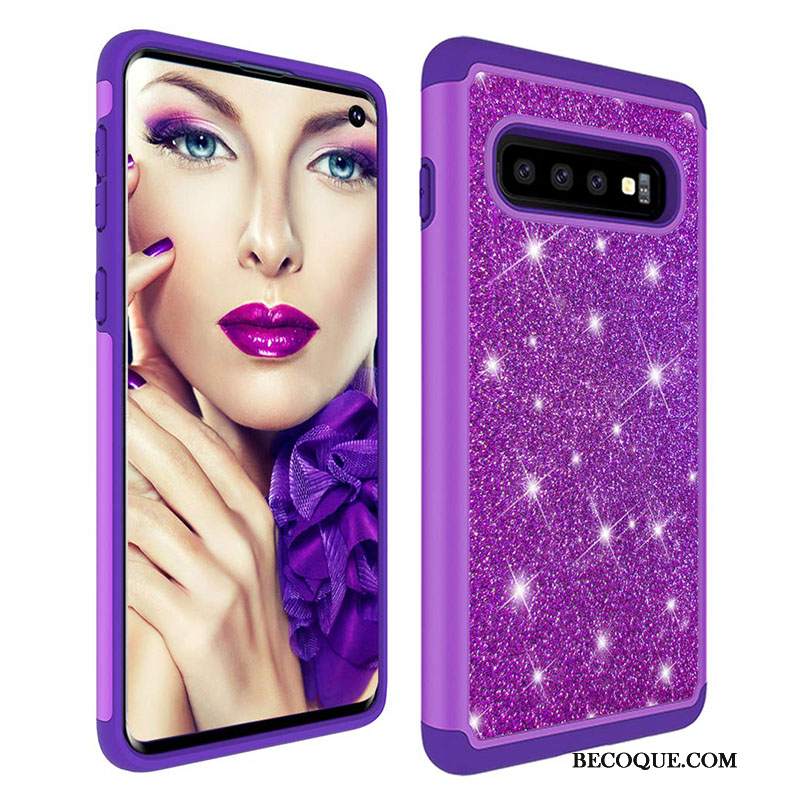 Futerał Samsung Galaxy S10+ Silikonowe Proszek Trudno, Etui Samsung Galaxy S10+ Skóra Na Telefon Purpurowy