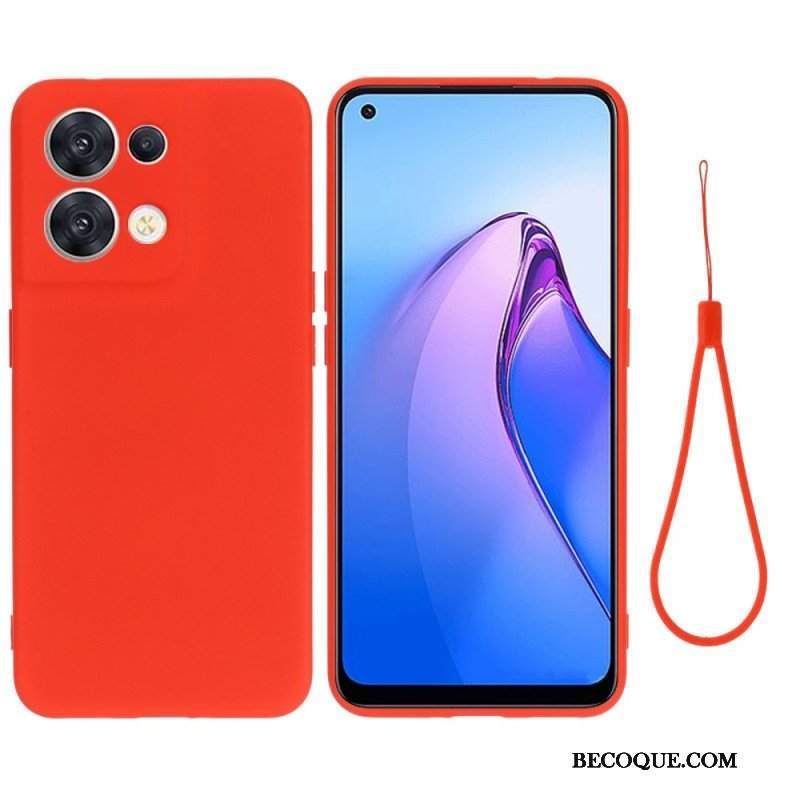 Futerały do Oppo Reno 8 z Łańcuch Płynny Silikon W Paski