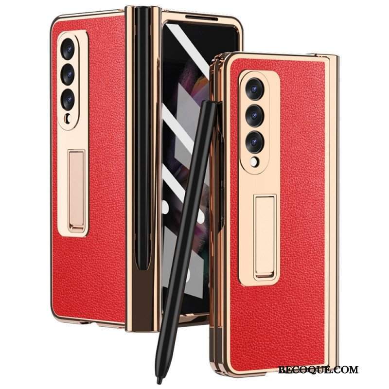 Futerały do Samsung Galaxy Z Fold 3 5G Wielofunkcyjna Skóra Liczi