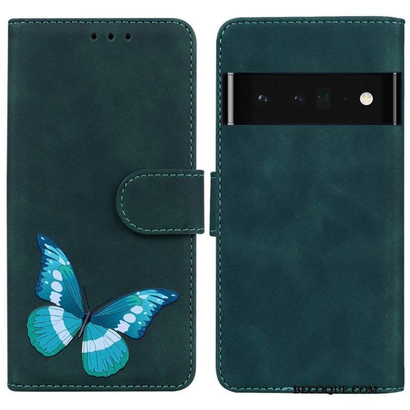 Obudowa Etui Na Telefon do Google Pixel 6 Motyl Dotykający Skóry