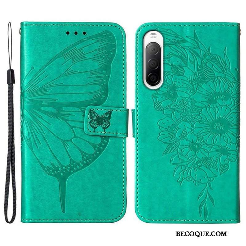 Obudowa Etui Na Telefon do Sony Xperia 10 IV Motyl Ze Smyczą