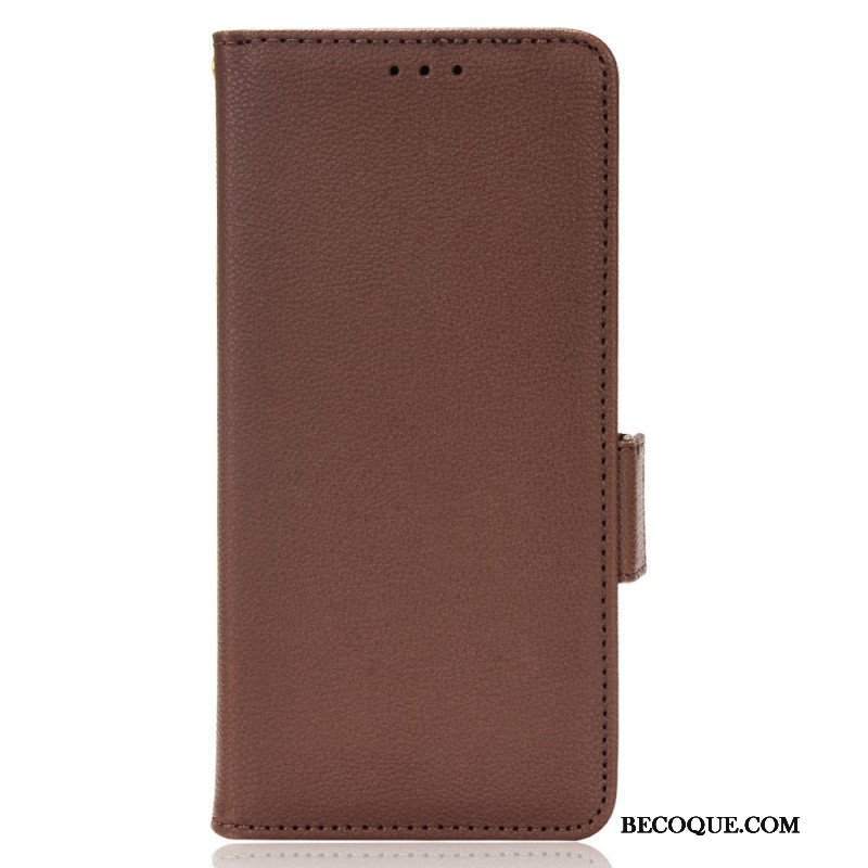 Skórzany Futerał do Oppo A16 / A16s Etui Folio Flap Double Litchi Nowe Kolory