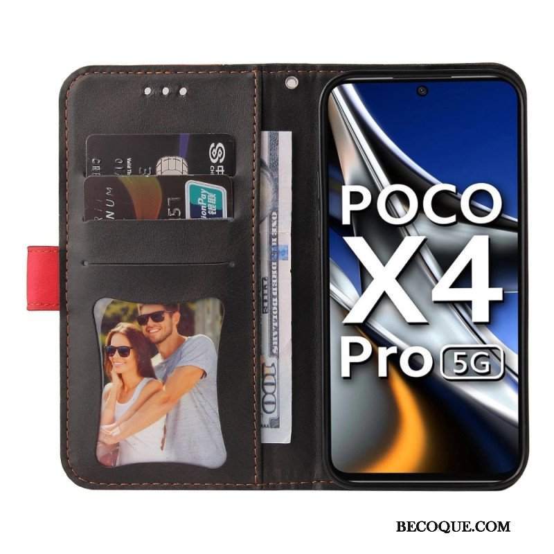 Skórzany Futerał do Poco X4 Pro 5G Dwukolorowy Z Paskiem