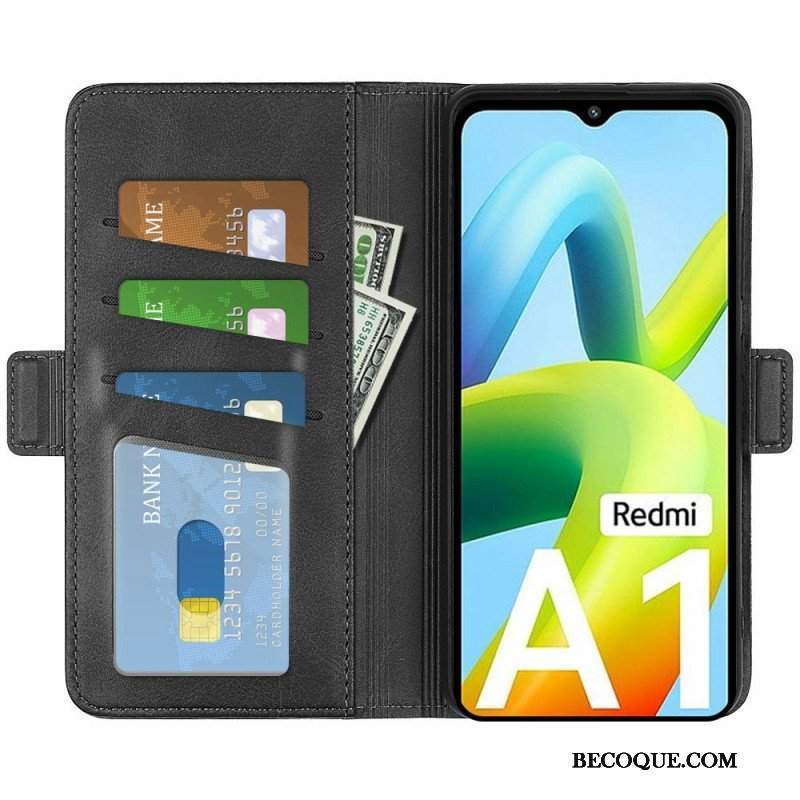 Skórzany Futerał do Xiaomi Redmi A1 Etui Folio Podwójna Klapa