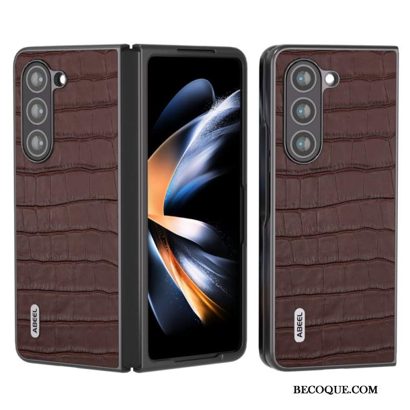 Etui Do Samsung Galaxy Z Fold 5 Wzór Krokodyla Z Prawdziwej Skóry