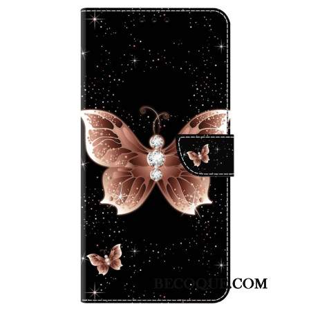 Etui Folio Do Google Pixel 9 Różowy Diamentowy Motyl