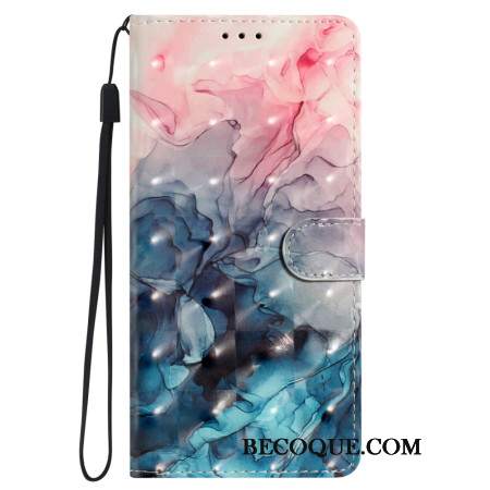 Etui Folio Do Oppo A98 5g Różowy I Niebieski Marmur Z Paskiem