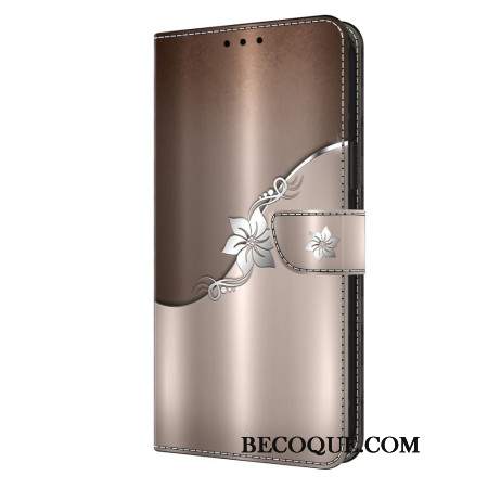 Etui Folio Do Oppo A98 5g Srebrny Kwiat