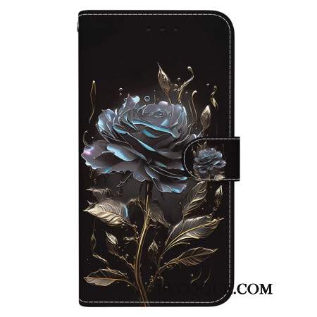 Etui Folio Do Oppo Reno 11f 5g CZarna Róża Z Paskiem