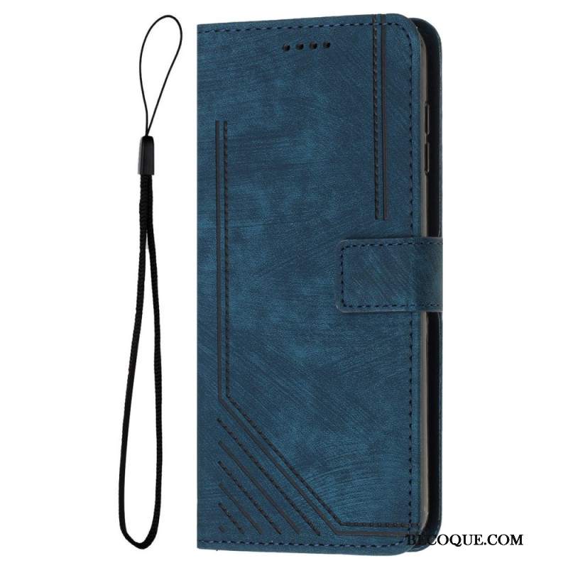 Etui Folio Do Oppo Reno 12f 5g Linie Z Efektem Zamszu