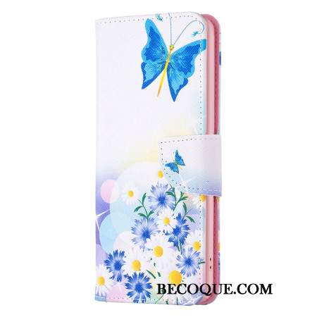 Etui Folio Do Samsung Galaxy A15 Akwarela Z Motylami I Kwiatami